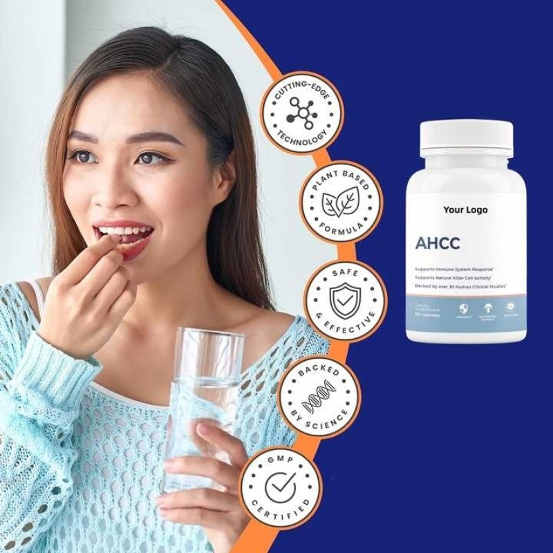 OEM Private Label Health Supplements Food Grade Mushroom Extract Powder Capsules Ahcc Powder Capsule