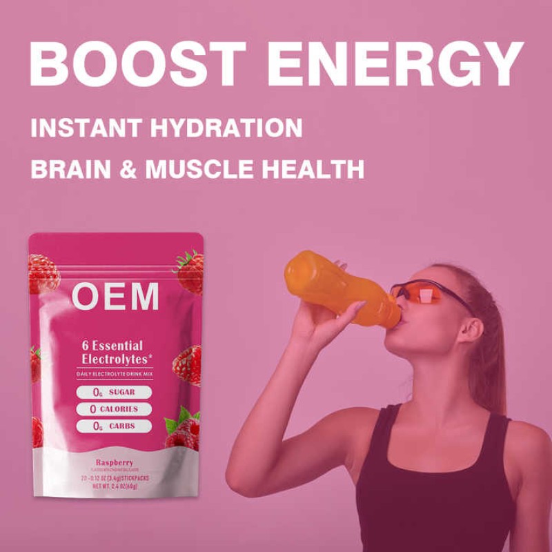 Factory Supply Food Grade Rsberry Electrolyte Powder Sugar Free Electrolytes to Support Hydration on Keto Diet & Party Recovery