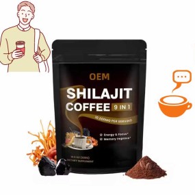 OEM Factory Sale Shilajit Coffee 9 In1 Powder Memory Improve Natural Ashwagandha with Reishi Cordyceps Support