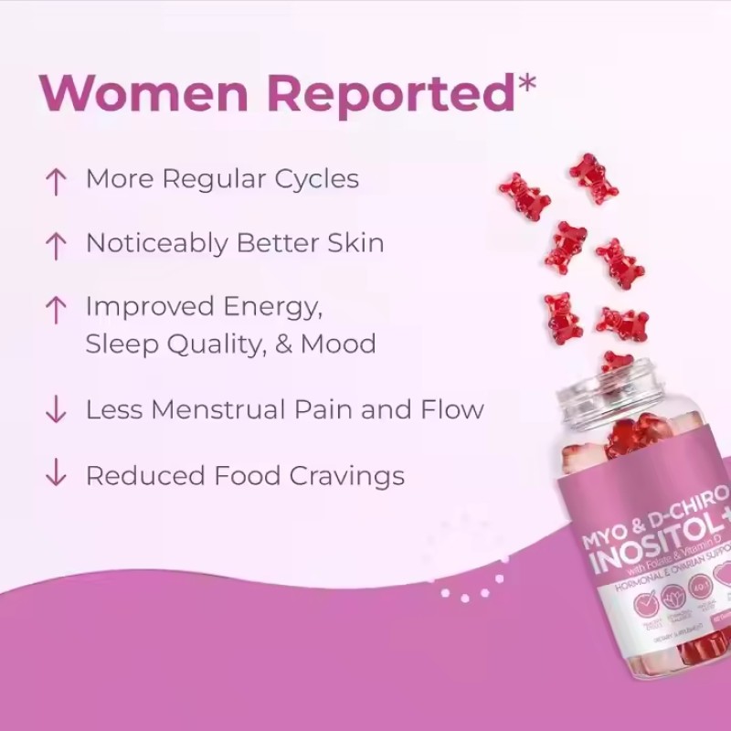 Private Label Vitamin Myo Inositol and D Chiro Inositol Gummies Supplement Inositol Gummies