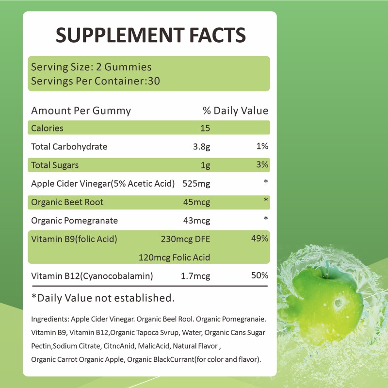 OEM/ODM Flat Tummy Gummies with apple Cider Vinegar Dietary Supplement for Flat Tummy Gummies Without the Burden