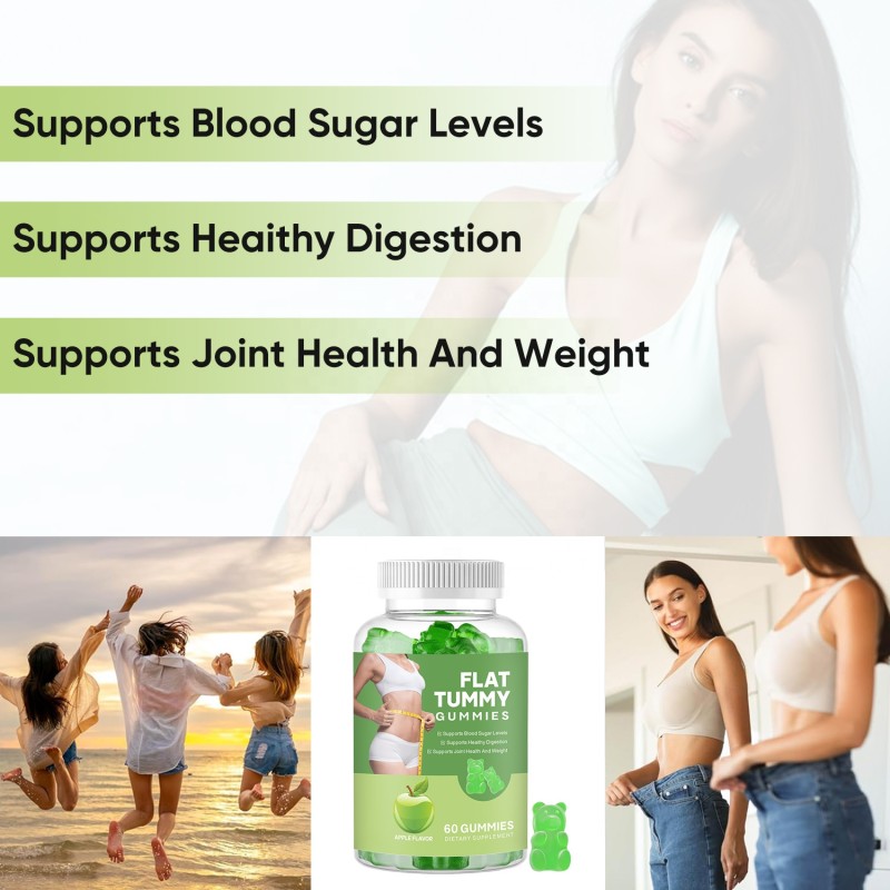 OEM/ODM Flat Tummy Gummies with apple Cider Vinegar Dietary Supplement for Flat Tummy Gummies Without the Burden