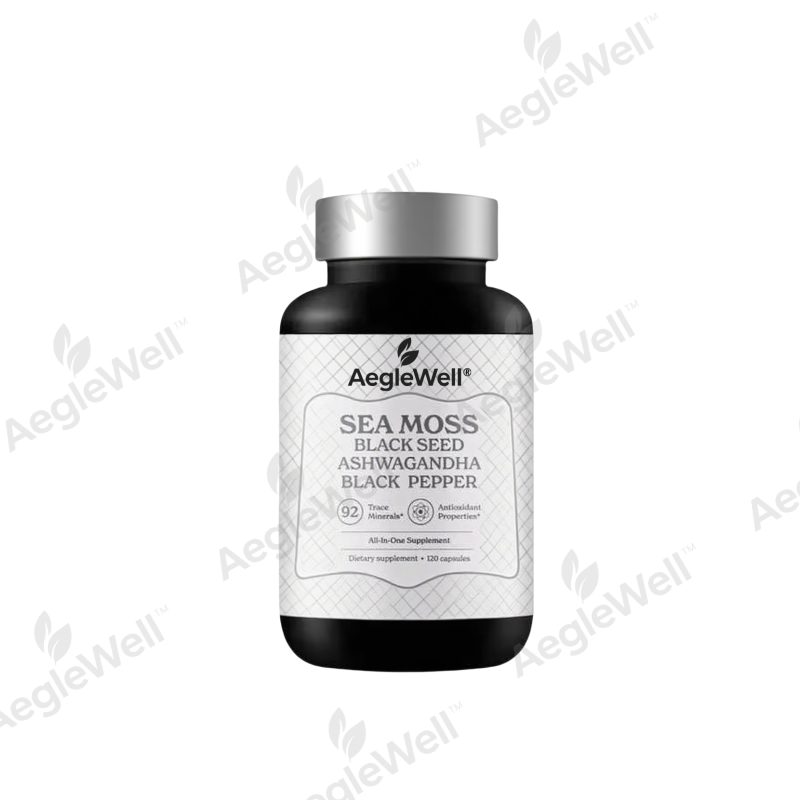 OEM Vegan Sea Moss Capsules With Black Seed Oil, Ashwagandha & Black Pepper for Adults