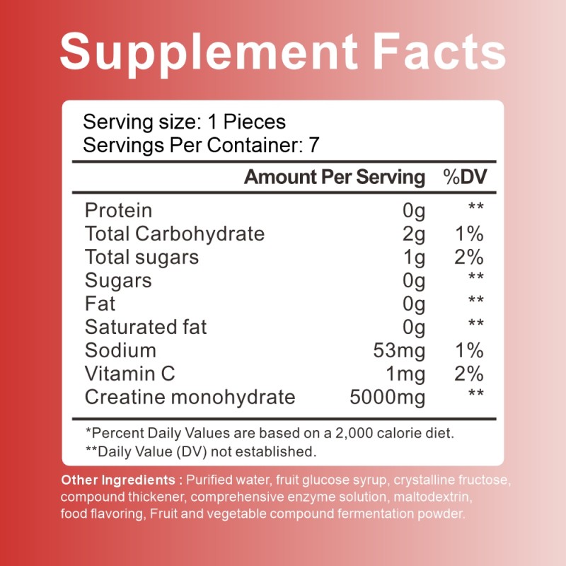 AegleWell Wholesale High Quality HOT Sale China Pure Creatine Jelly 15G Per Sticks Strawberry Jelly Detox Muscle Growth