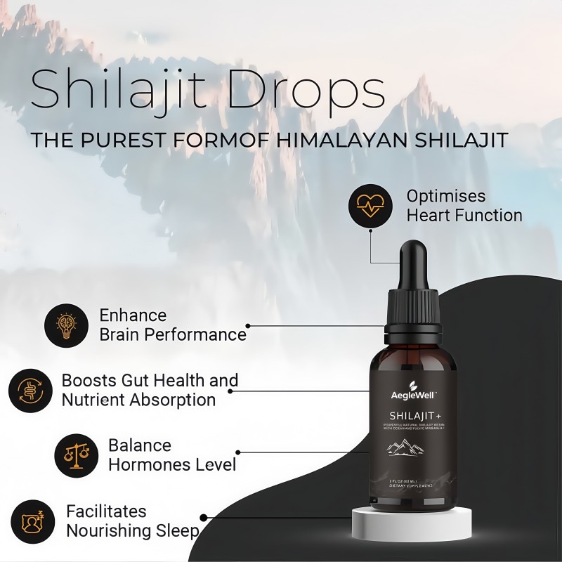 Wholesale AegleWell  Private Label Pure Natural Shilajit Liquid Drops for Men Metabolism Energy Immune Support Shilajit Drops