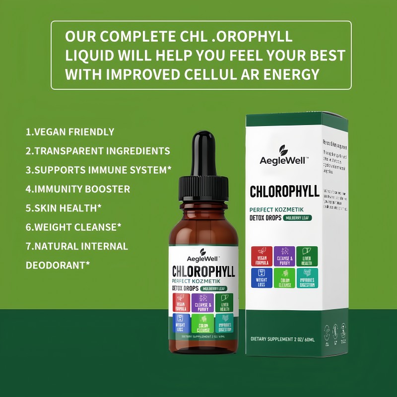 Wholesale AegleWell Private Label Natural Chlorophyll Drops Energy Boost Immune Support Chlorophyll Liquid Drops for Skin