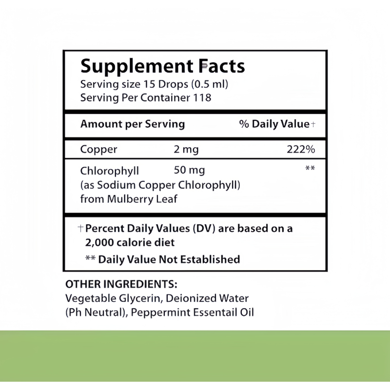 OEM Customized Label Liquid Chlorophyll Drops Bulk Organic Vegan Chlorophyll Liquid Drops Supplement