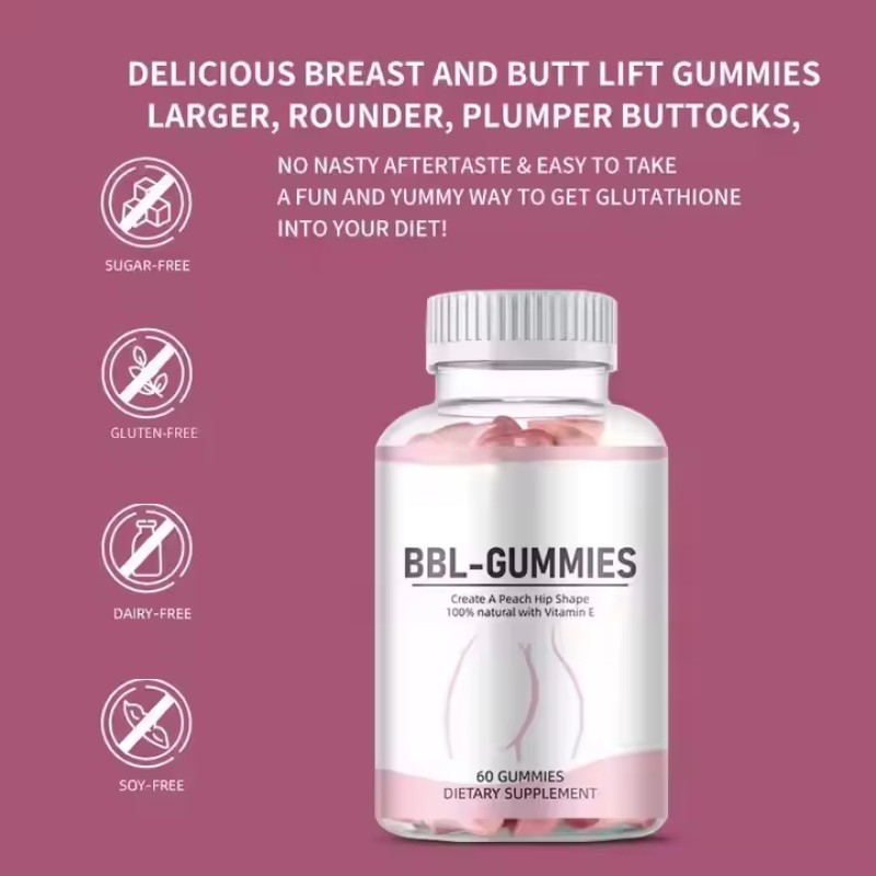 Wholesale Halal Sugar Free Gummies Dietary Supplement Butt Hip Booster Gummies Butt Enhancement Lifting Gummies for Women