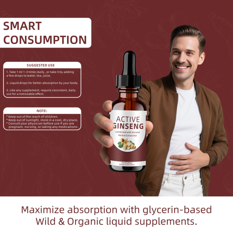 OEM/ODM Korean Red Panax Ginseng Extract Liquid Drops Organic Ginseng Root Drops Immune Support Vegan Ginseng Drops