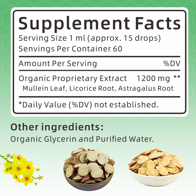 AegleWell Private Label Organic Mullein Leaf Extract Drop Lung Detox Cleanse Fast Absorbing Herbal Liquid Mullein Drops