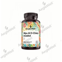 AegleWell Private Label Myo-inositol and D-chiro Inositol Capsules Ovarian Support Supplement Hormone Balance 60 Capsules