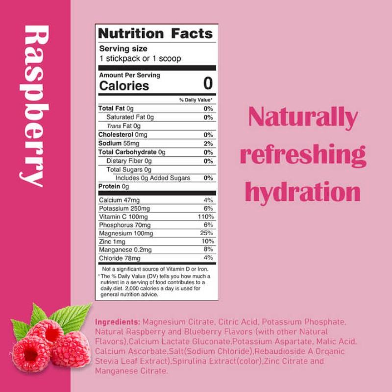 Factory Supply Food Grade Rsberry Electrolyte Powder Sugar Free Electrolytes to Support Hydration on Keto Diet & Party Recovery