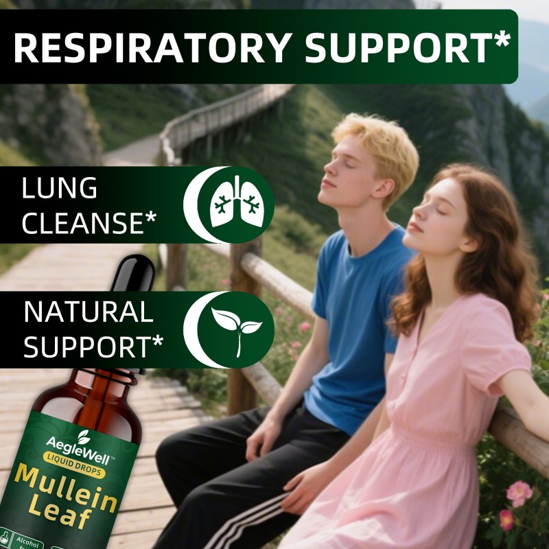 AegleWell OEM Mullein Leaf Drops Liquid Health Supplement Natural Lung Cleanse Detox Mullein Extract Drops