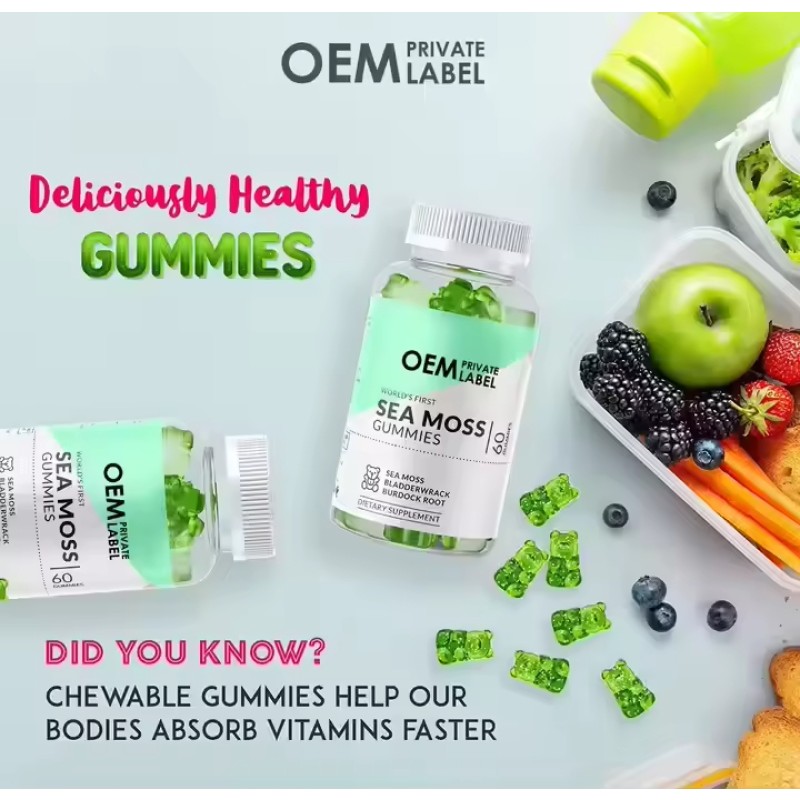 Organic Sea Moss Gummies 60 Gummies for Stronger Immune Gummy Vitamin Manufacturer