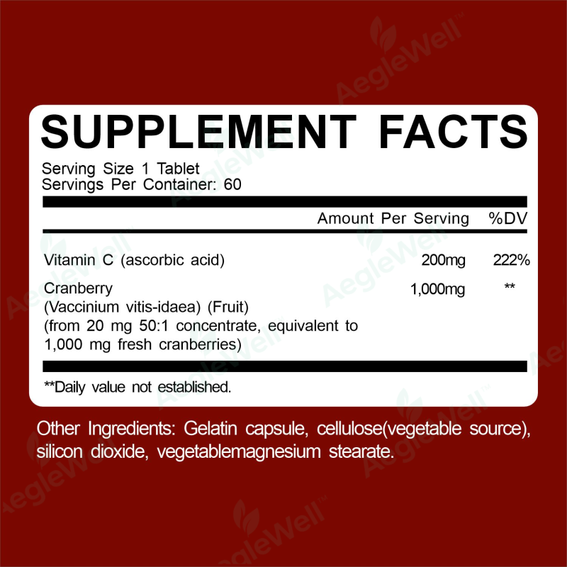 For Wins Town Women's Cranberry Extract Tablets Healthy Support Supplement for Adults Not for Pregnant Women