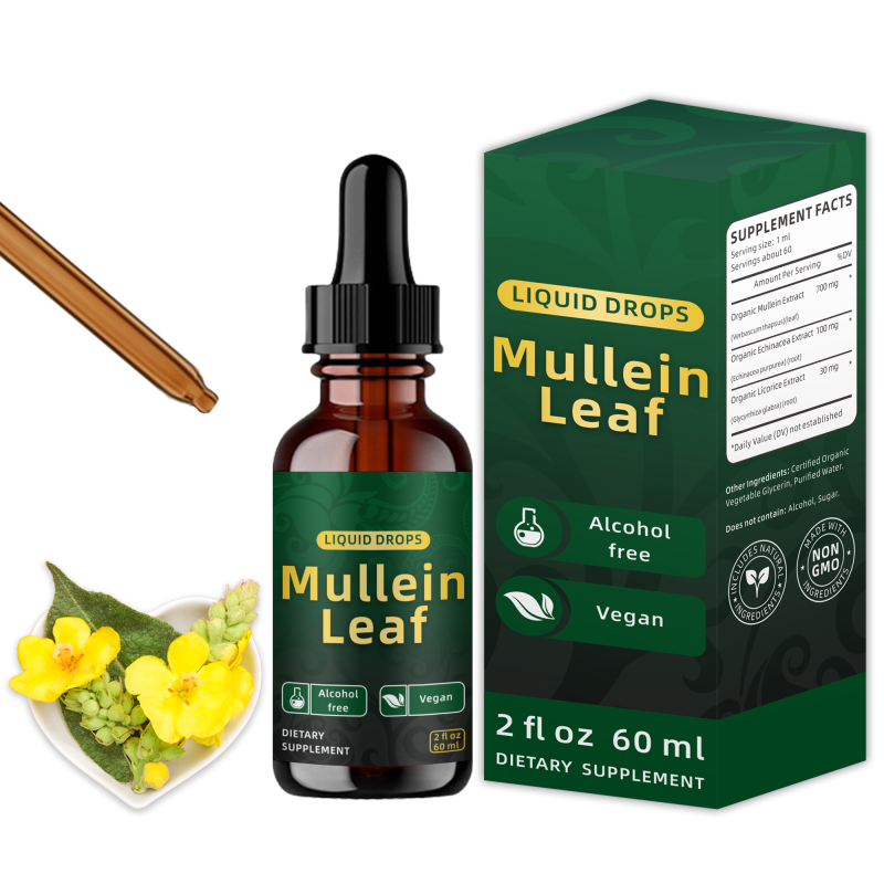 OEM Natural Lung Cleanse Detox Mullein Leaf Extract Drops Mullein Chlorophyll Liquid Supplement For Respiratory System Support
