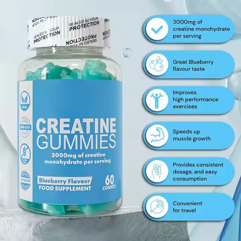 OEM Private Label Vegan Creatine Monohydrate Gummies 4000mg Natural Creatine Gummies Pre Workout Supplement Weight Gain Gummies