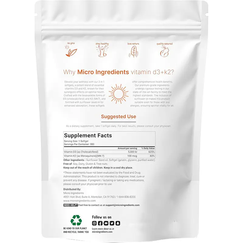 Vitamin K2 Capsules Manufacturer - D3 Immunity Support Vegetarian