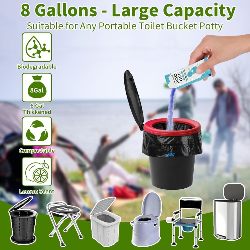 Toilet Bags Supplier - 8 Gallon Compostable Camping