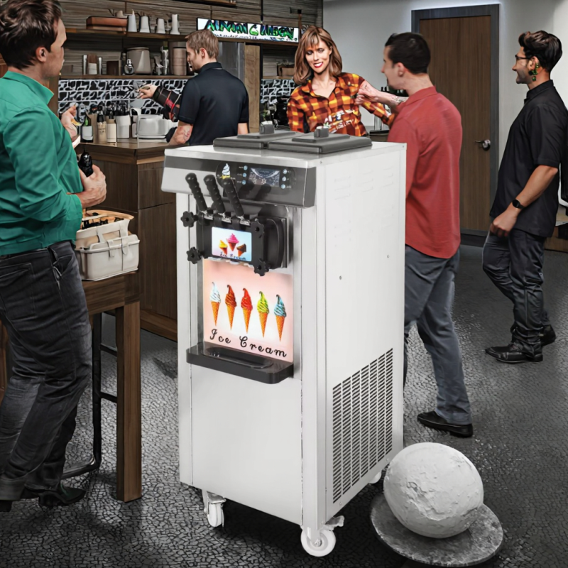 Soft Serve Ice Cream Machine Factory - 3 Flavors Automatic
