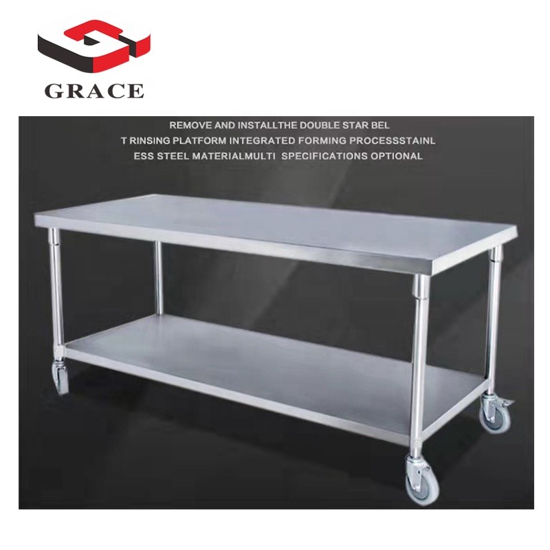 Kitchen Work Table Supplier - Hotel Stainless Steel with Wheel