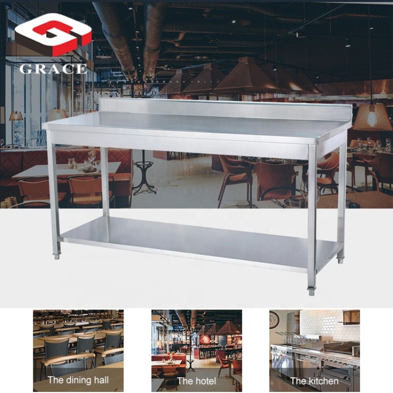 Stainless Steel Table Factory - Commercial Double Tiers Square