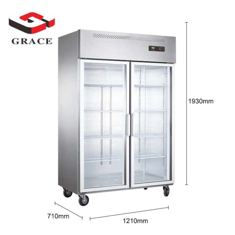 Upright Freezer Factory - Industrial 1200L 2-Door Glass