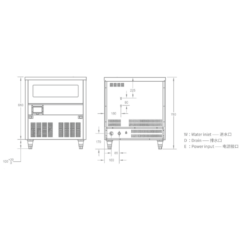 Small Ice Maker Supplier - 80kg Stainless Steel Home Commercial