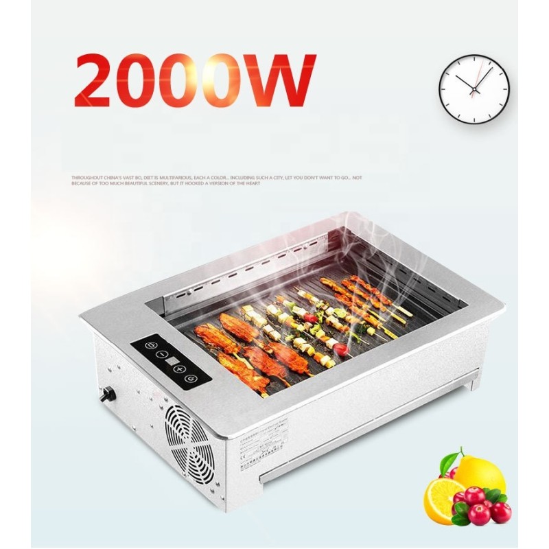 Smokeless BBQ Oven Manufacturer - 2000W Table Embedded Rectangular