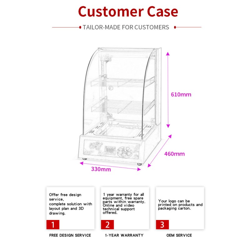 Electric Food Warmer Manufacturer - Curved Glass Restaurant