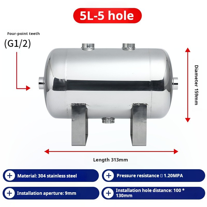 Air Storage Tank Factory - Small Horizontal Stainless Steel 5L Compressor