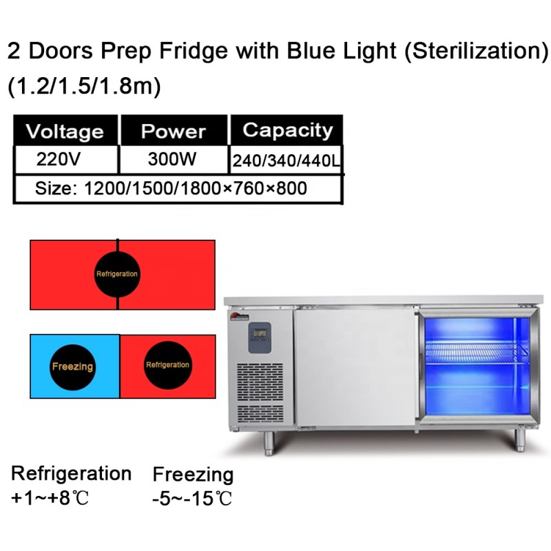 Bar Fridge Factory - Undercounted Table Freezer Glass Door