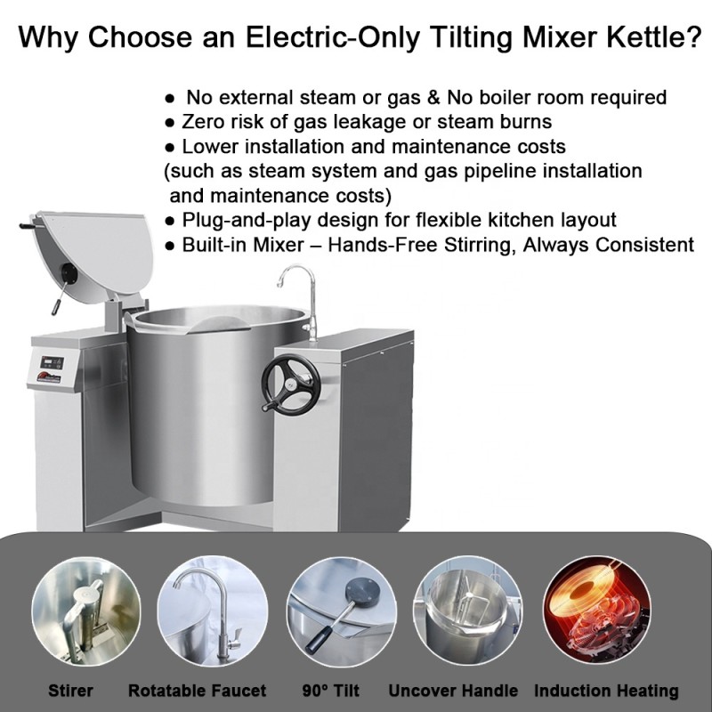 Boiling Pan Factory - Tilting 50-500 Liter Jam Sauce Mixer