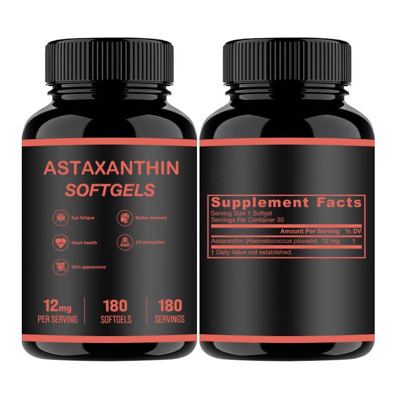 Natural Astaxanthin Dietary Supplements 12mg Astaxanthin Softge Capsules