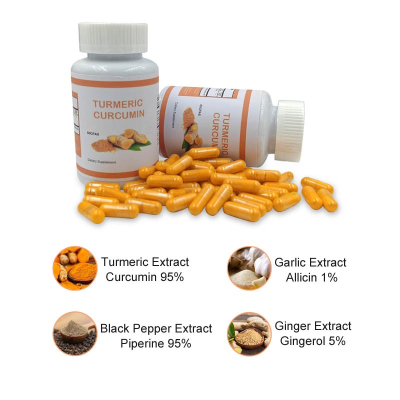 Turmeric Extract Curcumin Capsules Supplements With Garlic Ginger Black Pepper Turmeric Curcumin Capsule