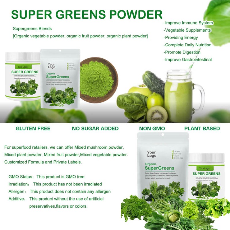 Dietary Fiber Mixed Vegetables Supplements Organic Super Greens Supergreens Powder