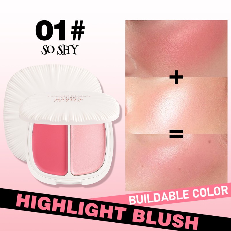 Red Highlight Two One High Texture Six Color Powder  Blusher