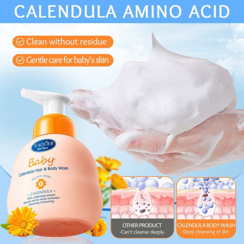 Calendula Amino Acid Moisturizing Anti Dandruff 2 in 1 Children's Shampoo and Bath Gel