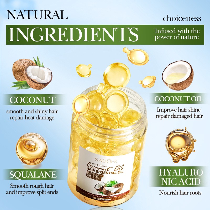 Nourishing and Smooth Hair Care Essential Oil Capsules Cocos Nucifera  Essential Oil