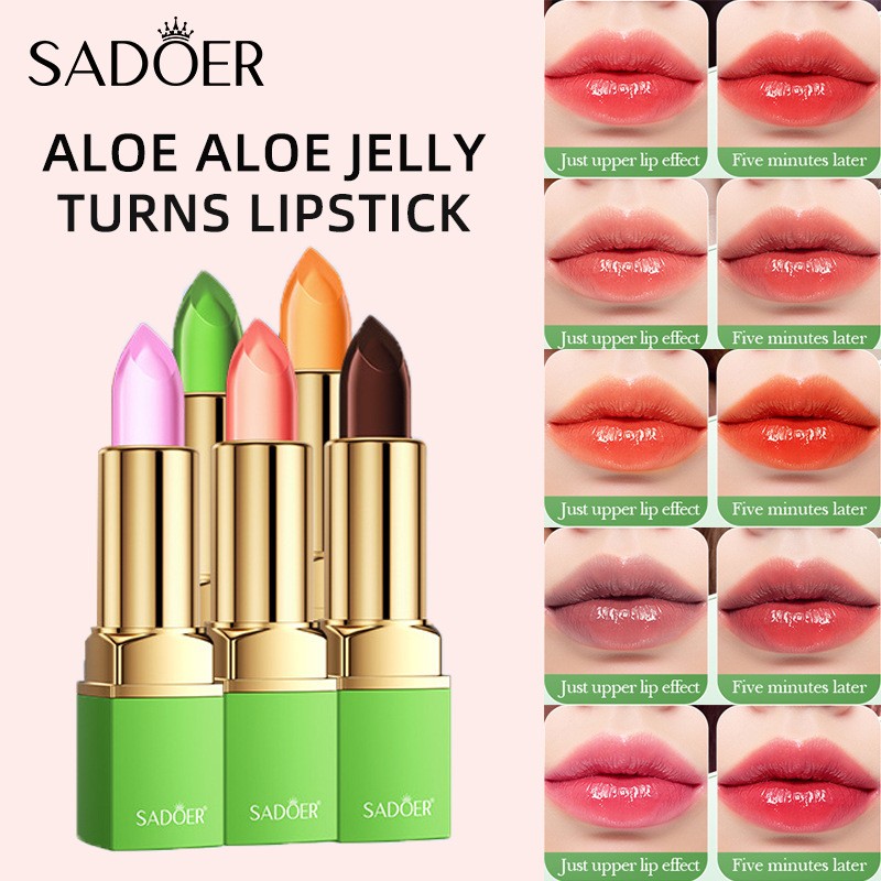 Aloe Vera Jelly Becomes Shiny and Not Easy to Decolorize Moisturizing Makeup Lipstick