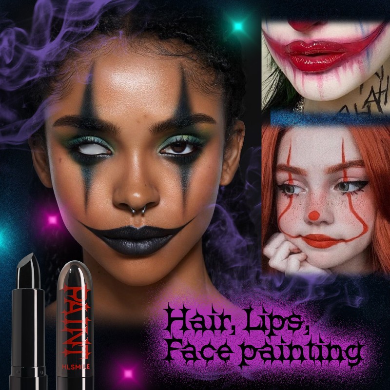 Black, White, Red, Green, Blue, Easy to Color Facial Makeup, Vampire Makeup, 8 Color Halloween Lipstick