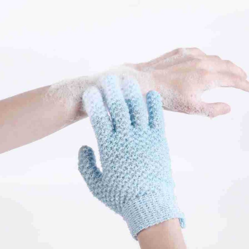 Double Sided Jacquard Frosted Nylon Five Finger Bath Gloves Back Rubbing and Bath Towel