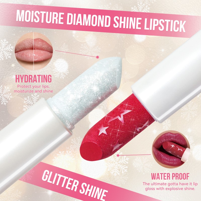 Moisturizing Easy to Apply Fine Shiny White Valentine's Day Lipstick 6 Color Star Pearl Lipstick