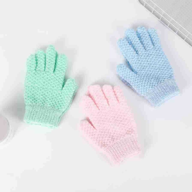 Double Sided Jacquard Frosted Nylon Five Finger Bath Gloves Back Rubbing and Bath Towel