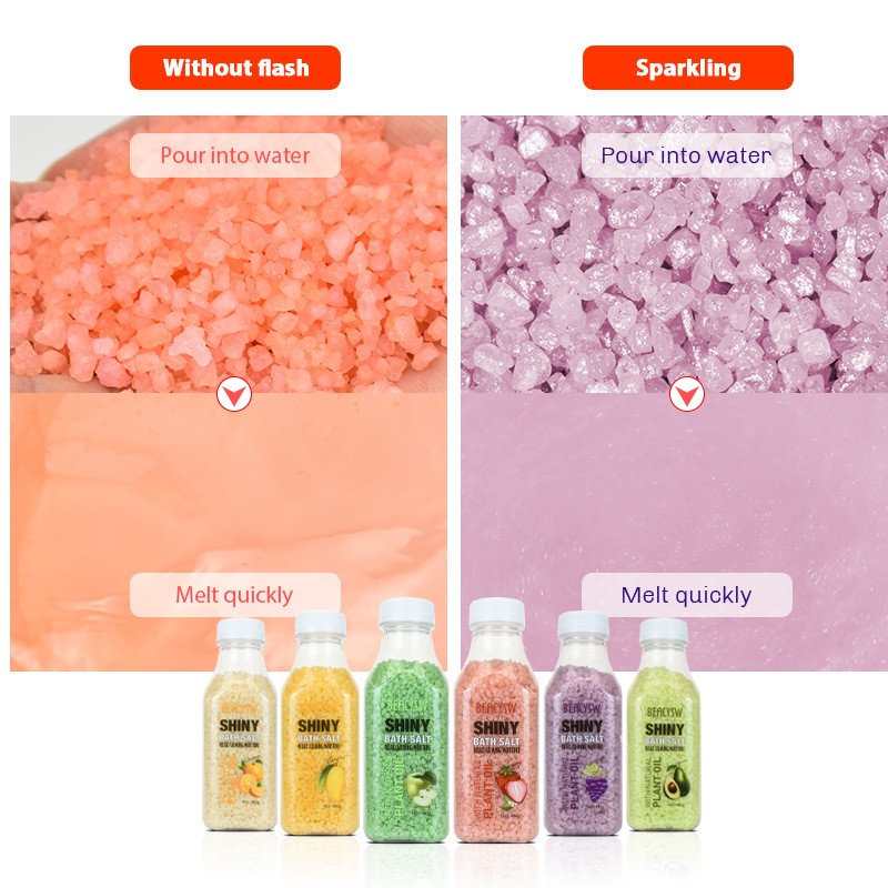 Sparkling Bath Salt, Crystal Particles, Himalayan Salt, Fruit Fragrance, Cleaning Bath Salt