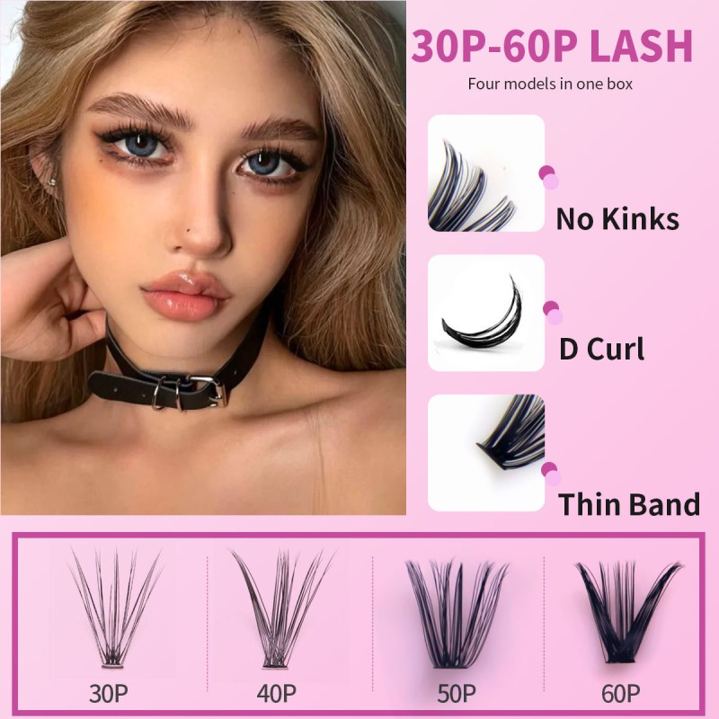 Thick Single Tufted Hair 640 Tufted Segmented D Curve Single Tufted False Eyelashes