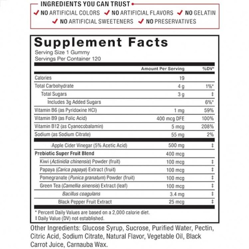 Wholesale Cider Vinegar Gummies with Probiotics Prebiotics Support Digestion Metabolism Immune Health ACV