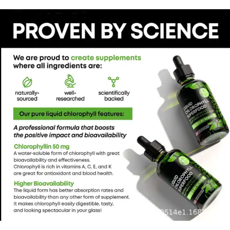 OEM High Quality Chlorophyll Drops 70ml 60ml 2ml Oral Liquid Detox Herbal Supplements Adults Children Natural Beauty Products