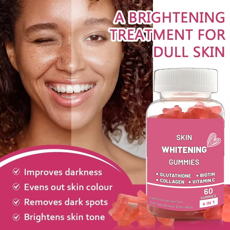 Adult Skin Whitening GSH Supplement Marine Collagen Vitamins C E D&B12 Gummies Beauty Products Dosage Form Gummy Candy