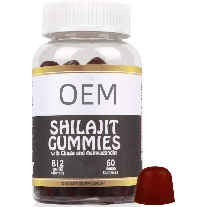 OEM Manufacturer Direct Factory Sale Shilajit Gummies for Men and Women Customizable Logo Label Dosage Form Gummy Candy